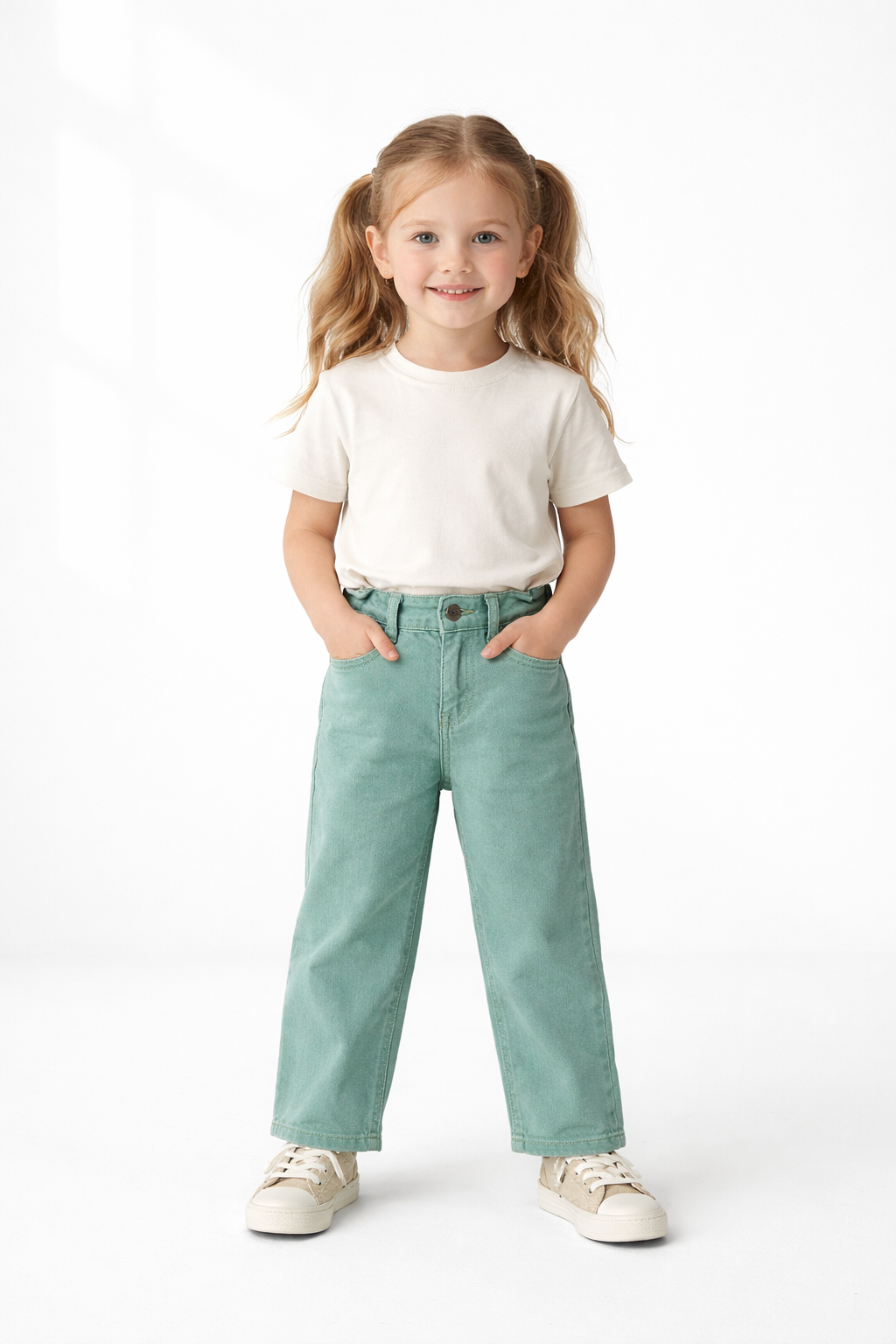 5–8 Yaş Kız Çocuk Ayarlanabilir Lastikli Bel Pantolon