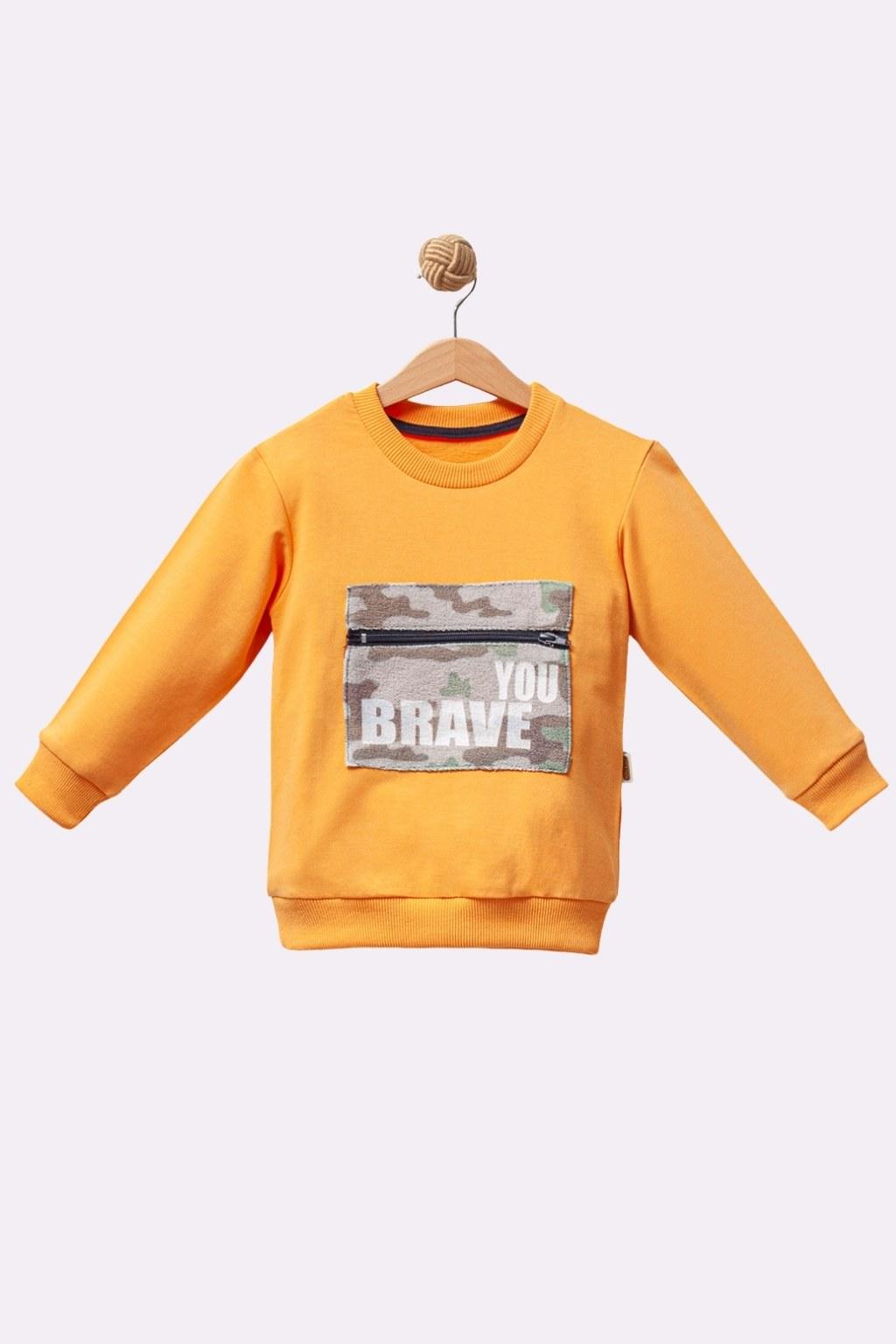 Erkek Çocuk 1-4 Yaş Fermuar Detaylı Sweat Hardal