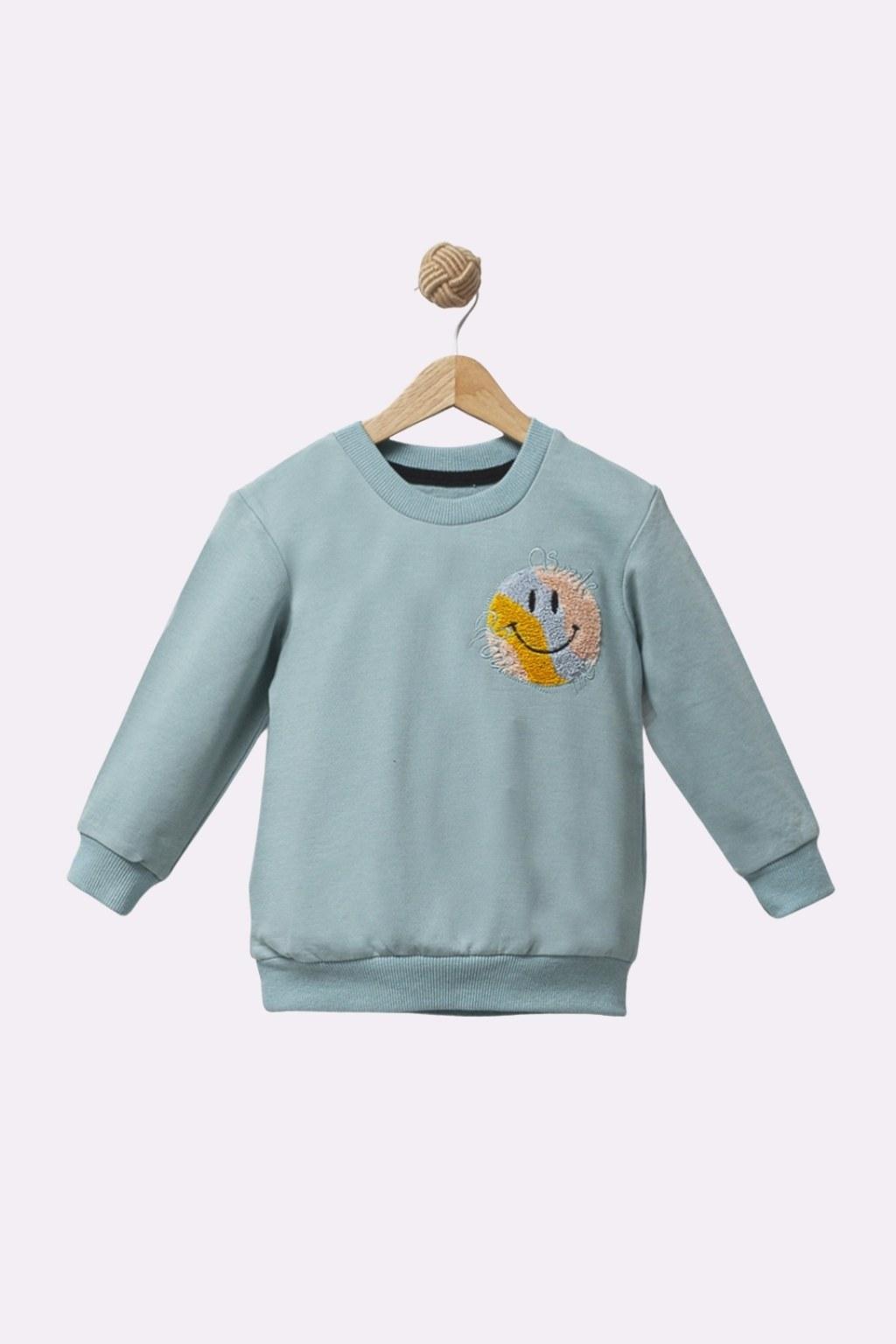 Kız Çocuk 2-5 Yaş  Smile Nakışlı Sweat Yeşil