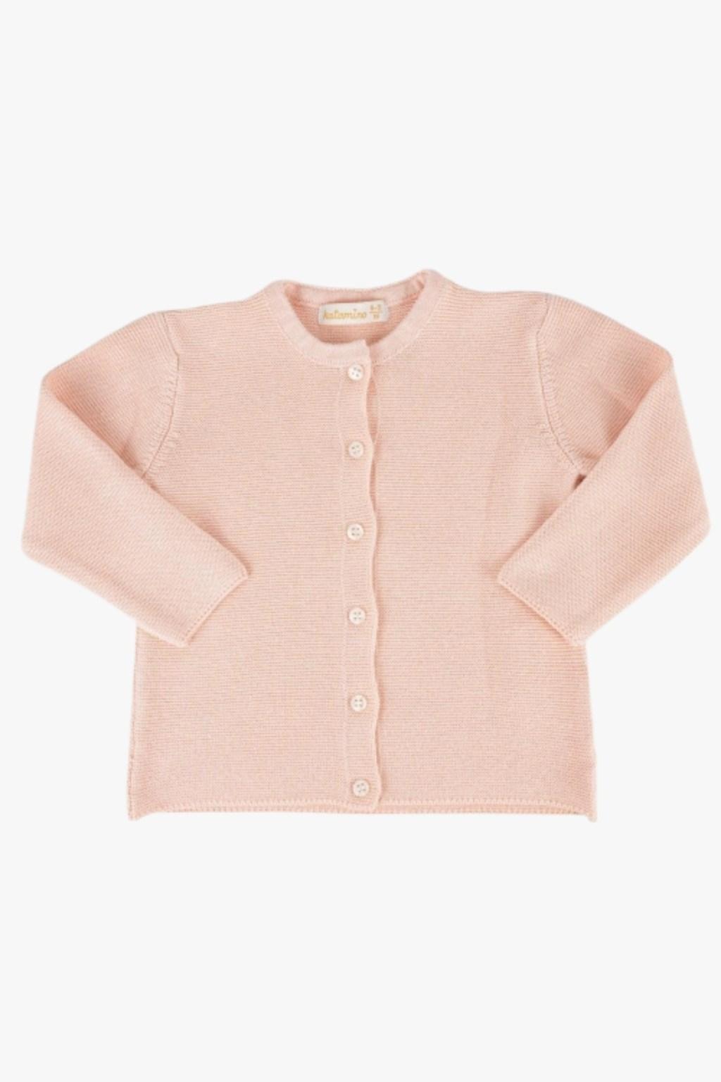 Düğmeli Triko Bebek Hırka – Pudra (0-12 Ay)