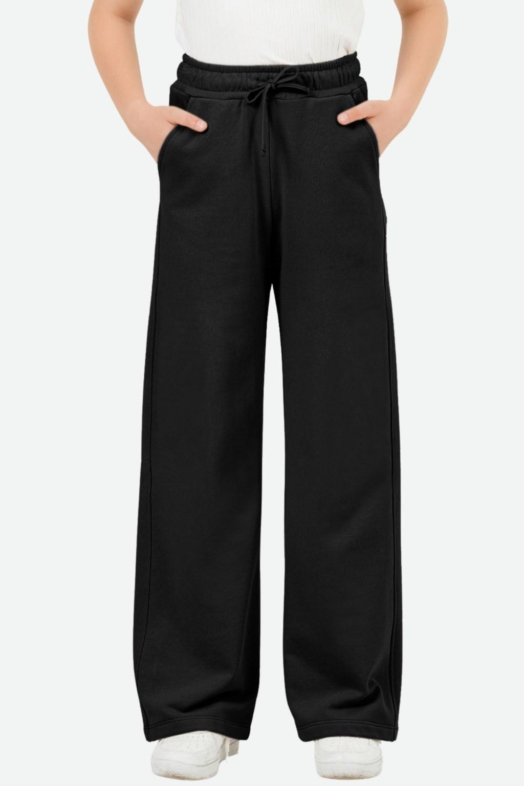 Kız Çocuk 9-14 Yaş Tek Alt Siyah Eşofman