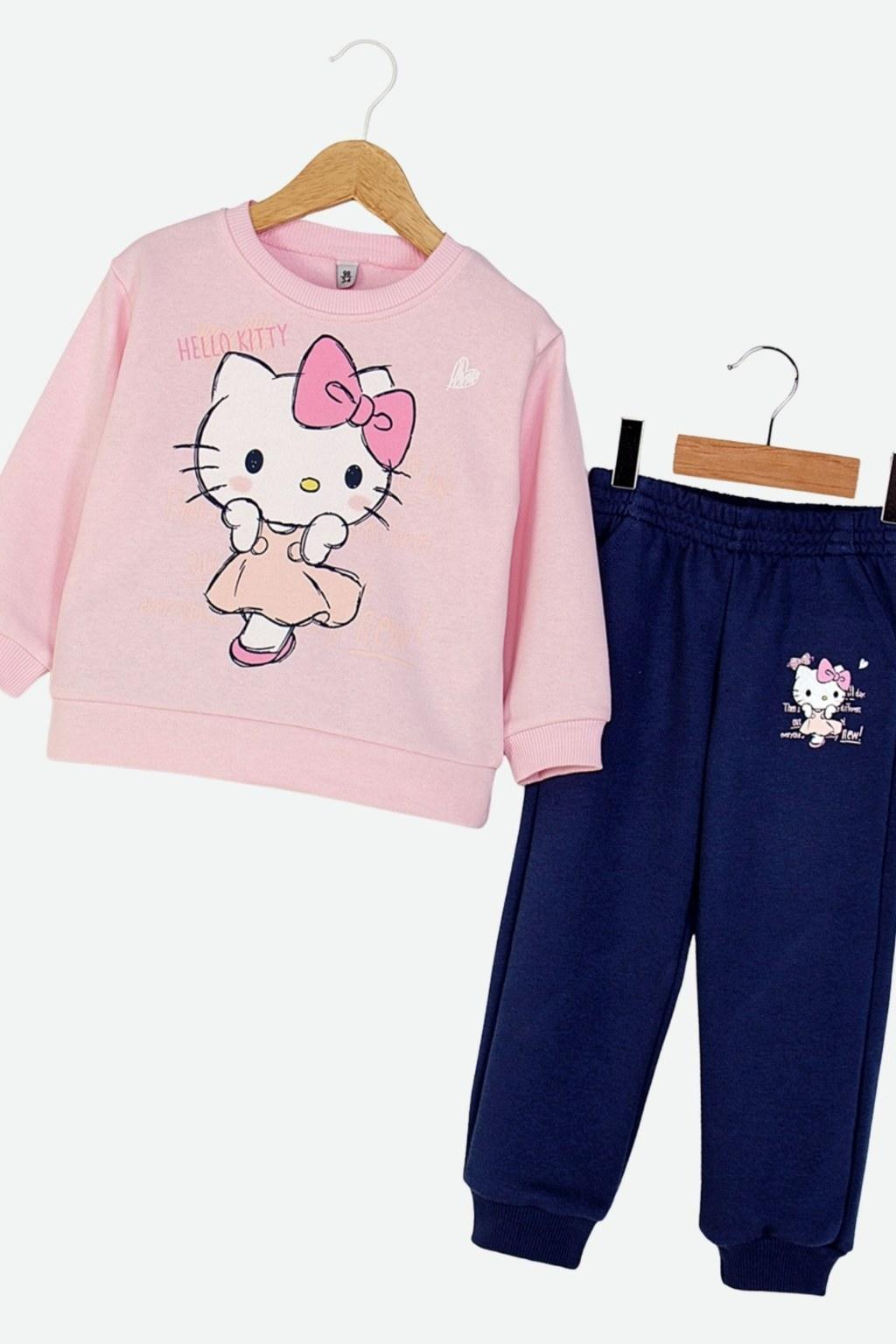 Kız Çocuk 3-8 Yaş Hello Kitty Alt Üst İkili Takım Pembe