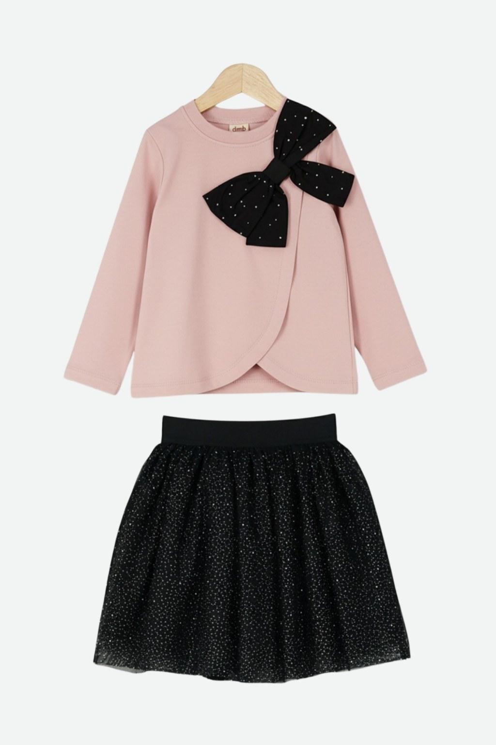 Kız Çocuk 4-9 Yaş İkili Pudra Şık Takım