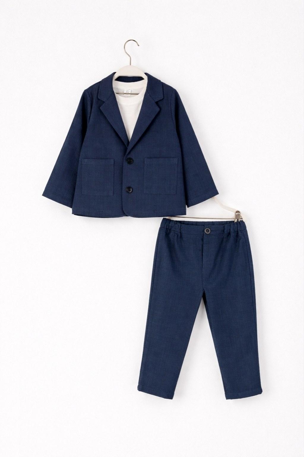 Erkek Bebek 1-3 Yaş Üçlü İndigo Takım