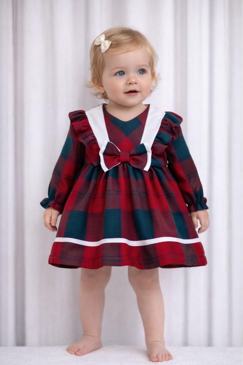 Kız Bebek 6-24 Ay Kareli Şık Elbise