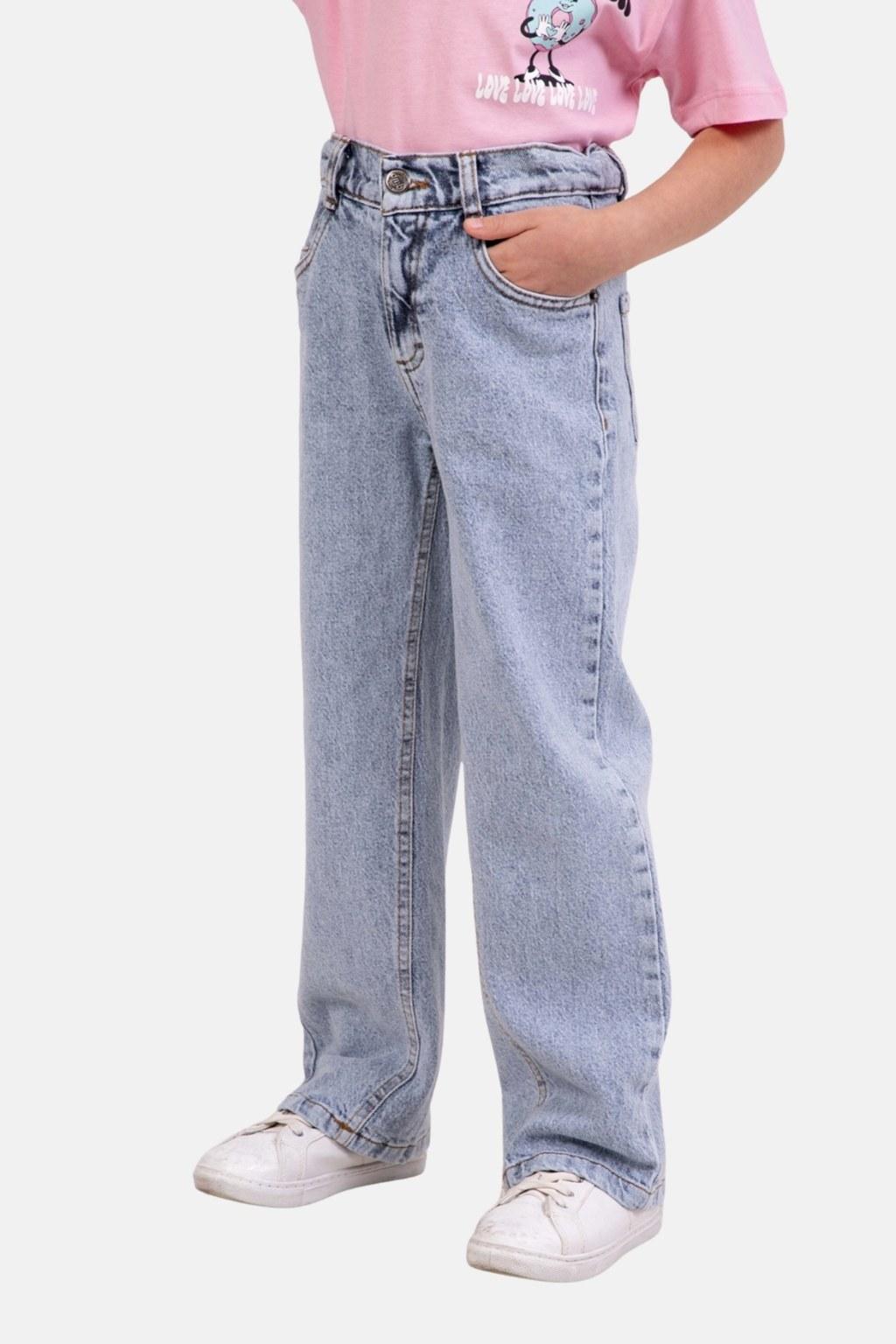 Kız Çocuk 4-9 Yaş Mavi Denim Pantolon