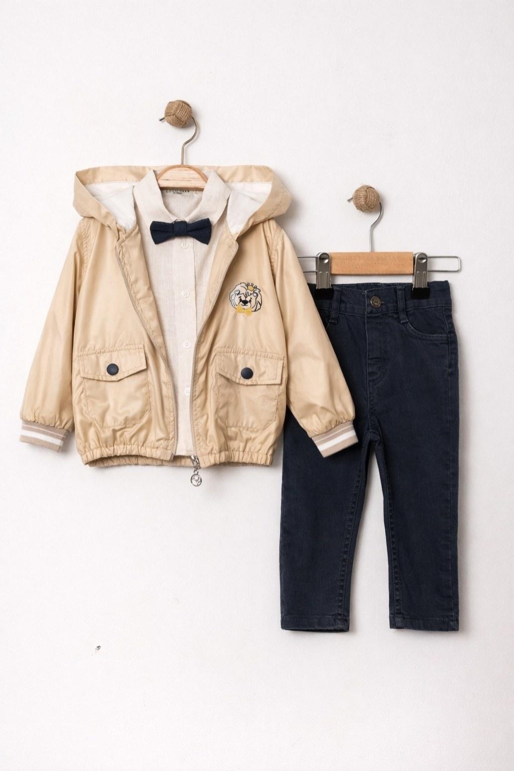 Erkek Bebek Yağmurluklu 6-24 Ay Üçlü Takım