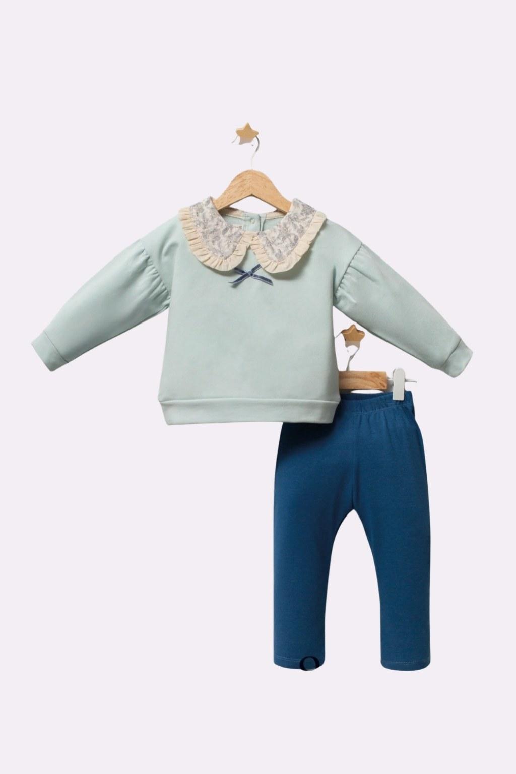 Kız Çocuk Yakalı Alt Üst Takım 2-5 Yaş Lacivert
