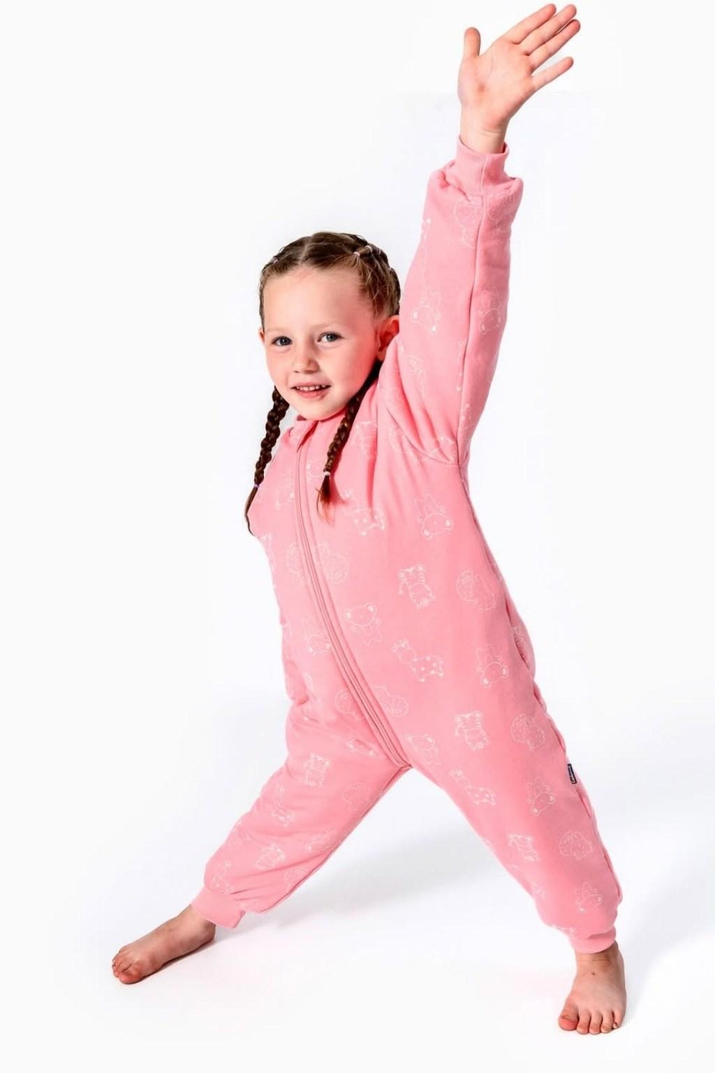 Kız Çocuk Fermuarlı Tulum Pijama – Pembe (4-6 Yaş)