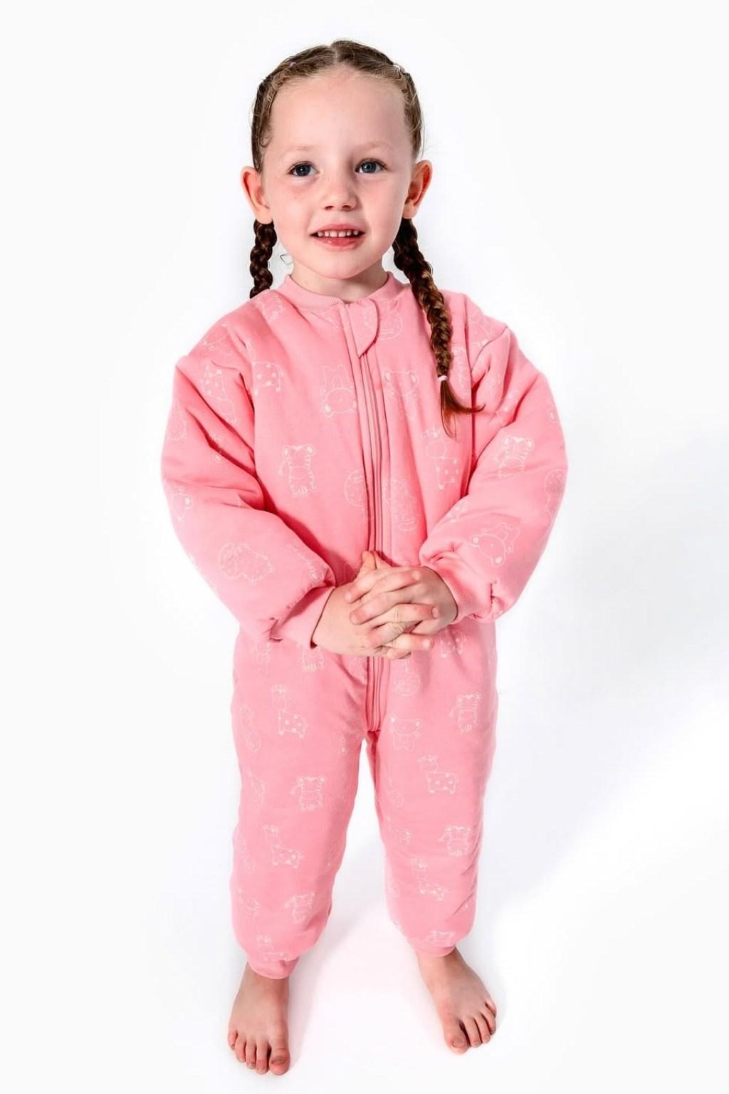 Kız Çocuk Fermuarlı Tulum Pijama – Pembe (4-6 Yaş)