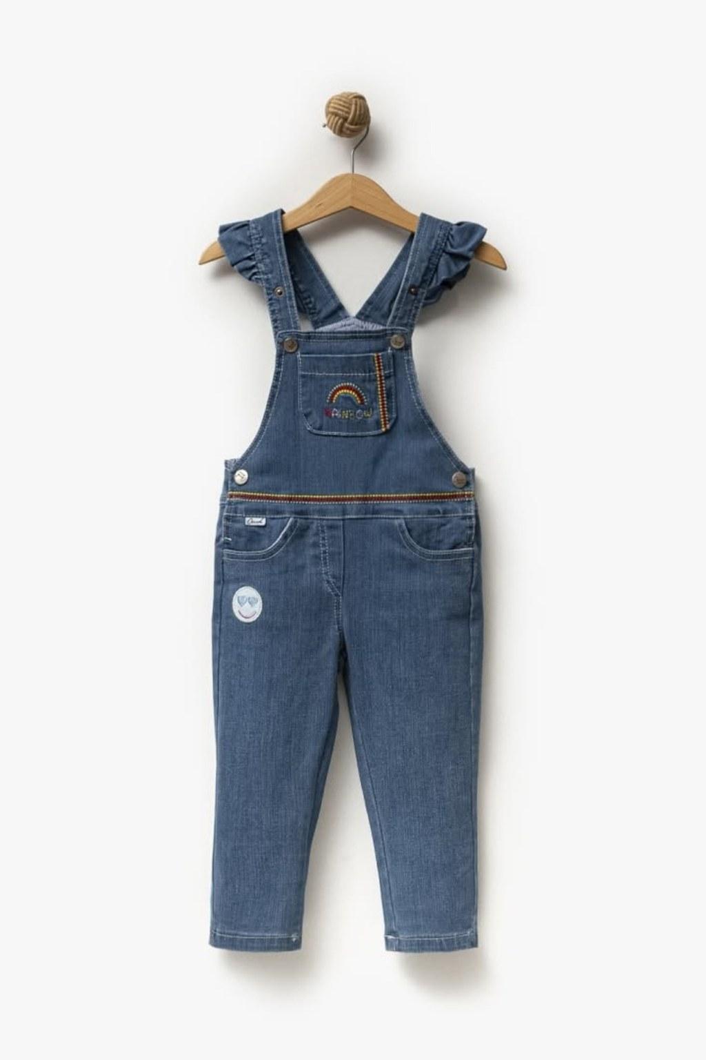 Kız Çocuk 2-5 Yaş Kot Salopet Mavi