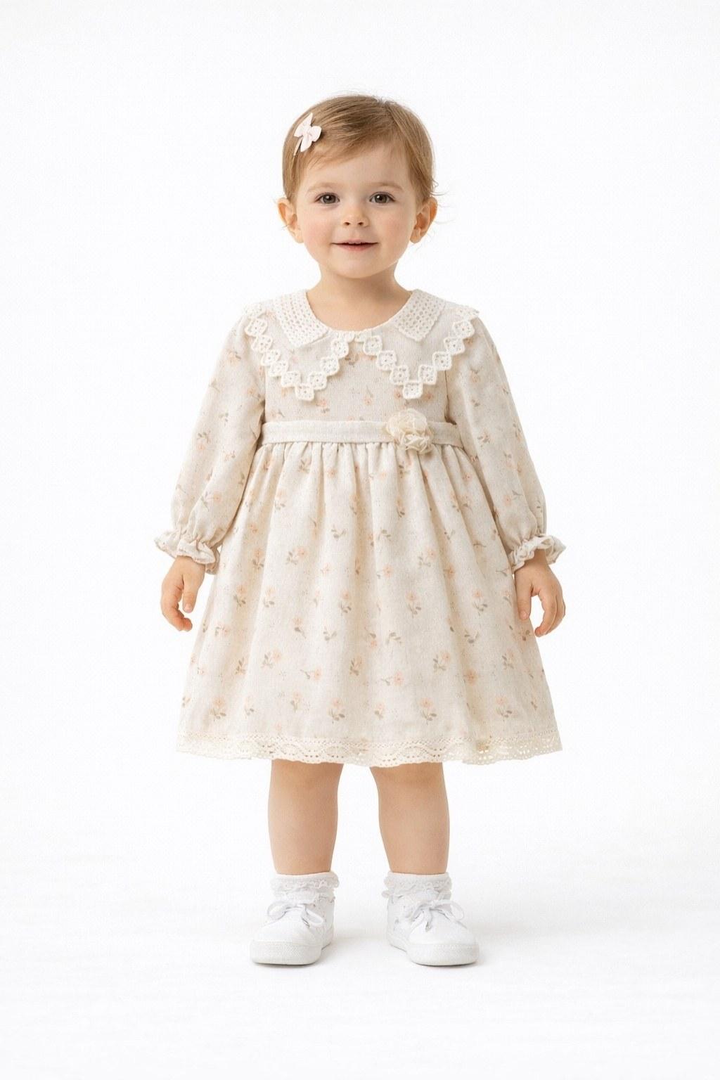 Kız Çocuk 2-5 Yaş Yaka Detaylı Elbise