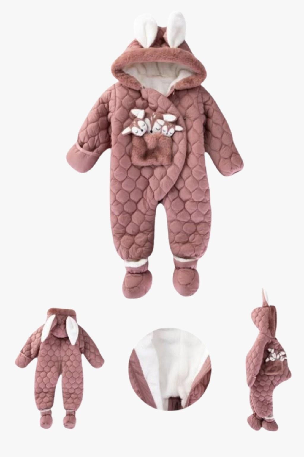 Tavşan Kulaklı Peluş Astarlı Bebek Kozmonot Tulum (6-24 Ay)