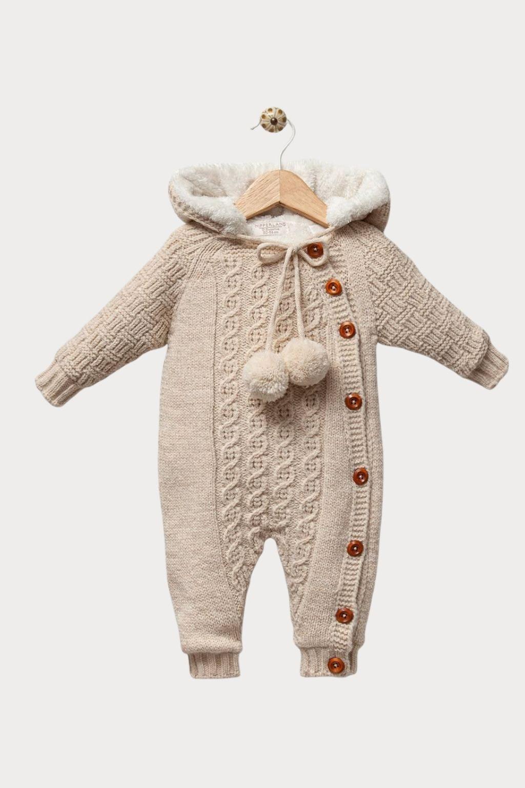 Unısex Bebek 0-24 Ay Ponpon Detaylı Triko Tulum