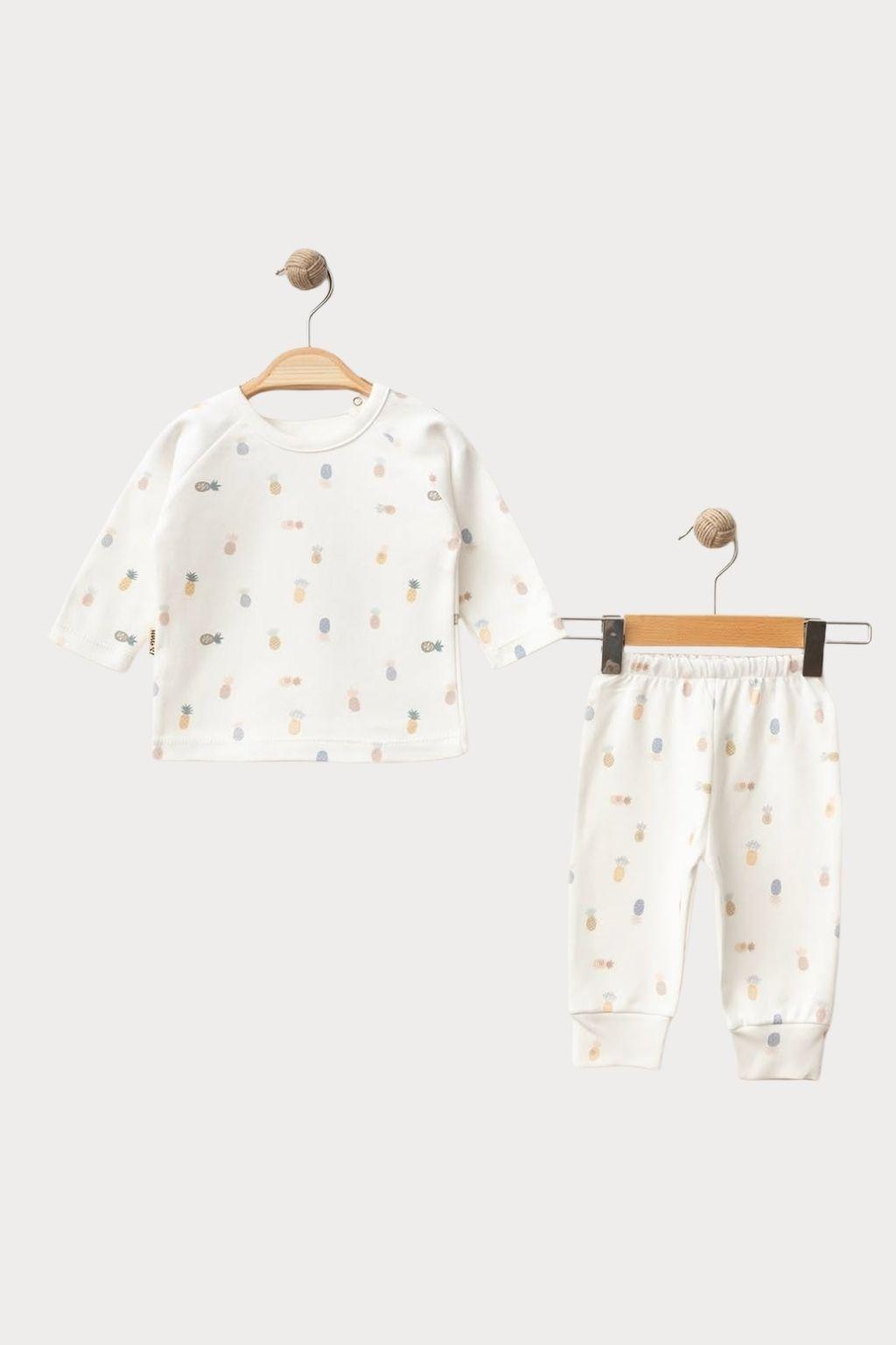 Erkek Bebek 0-24 Ay Omuz Patlı Alt Üst Pijama Takımı