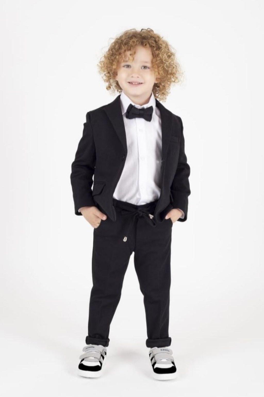 Erkek Çocuk 3-7 Yaş Gömlekli Spor Takım Siyah