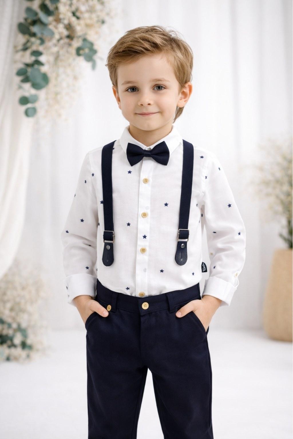 Erkek Çocuk 5-8 Yaş Papyonlu Pantolon Askılı Takım