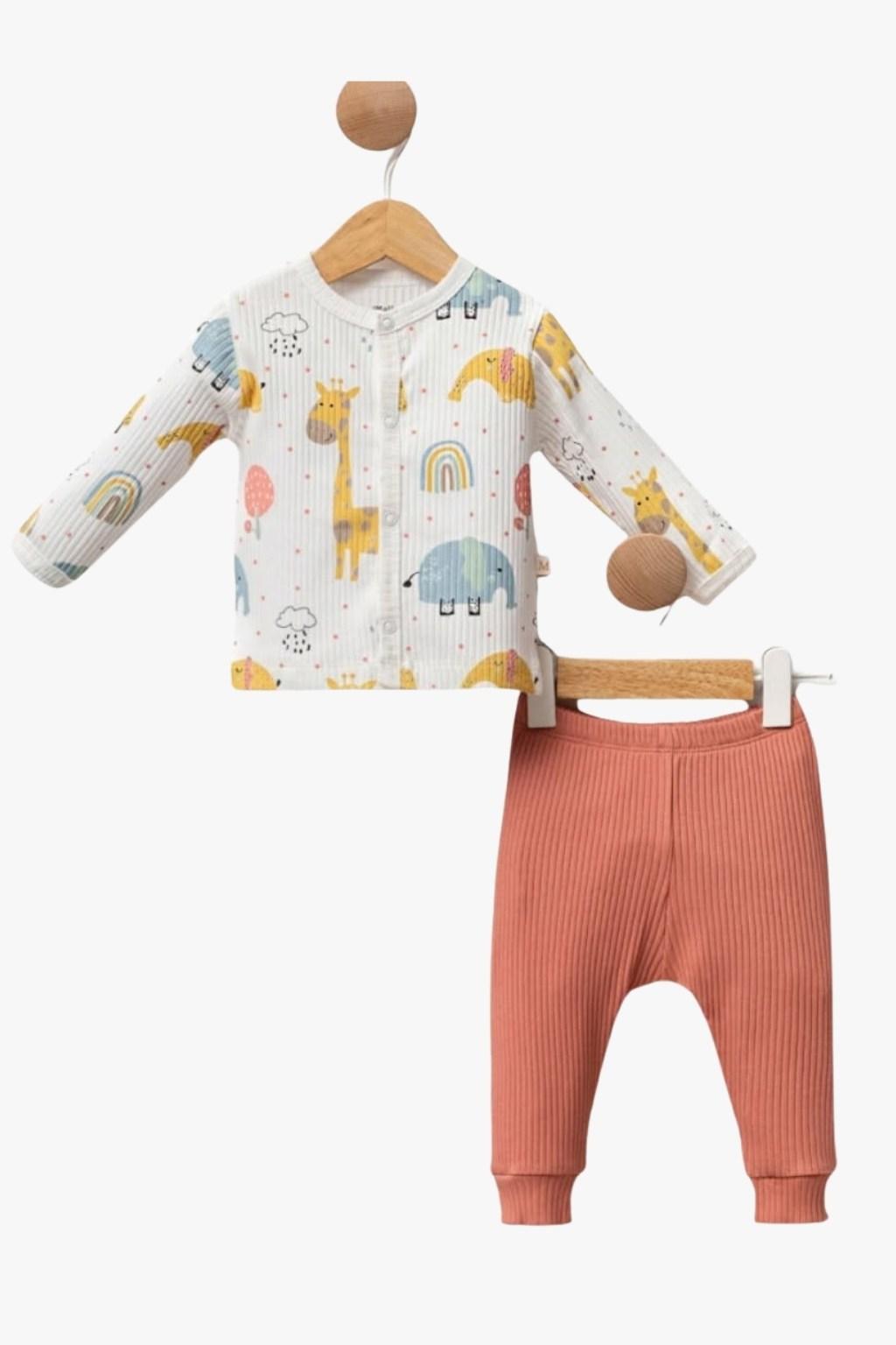 Zürafa Desenli 2’li Bebek Takım – 0-12 Ay