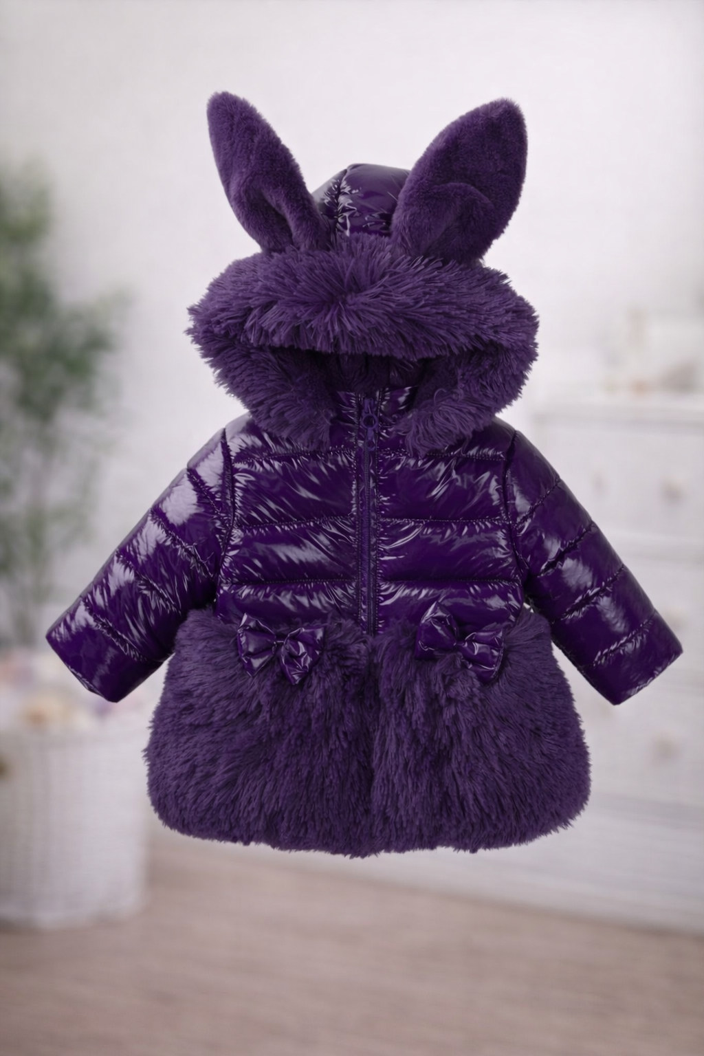 Kız Bebek 6-24 Ay Tavşan Kulaklı Mor Mont