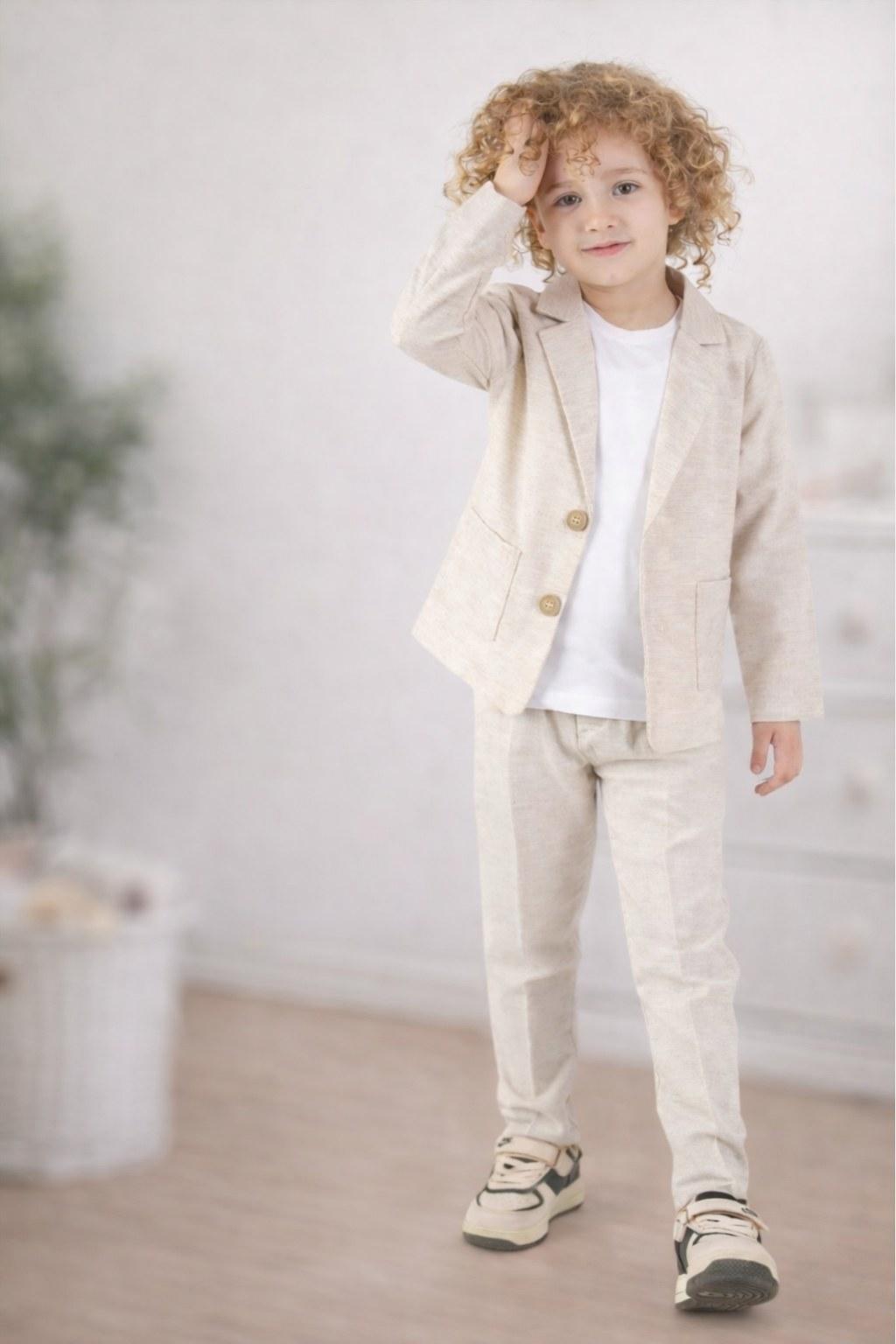 Erkek Çocuk 2-10 Yaş Tişörtlü Keten Takım