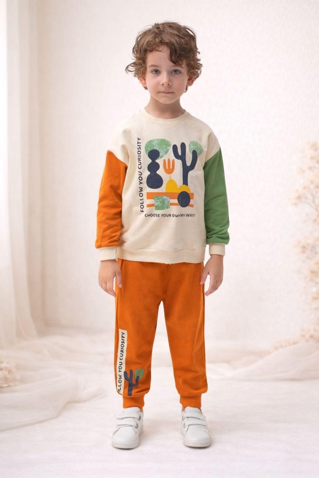 Erkek Çocuk 2-5 Yaş Kaktüs Desenli Alt Üst İkili Takım