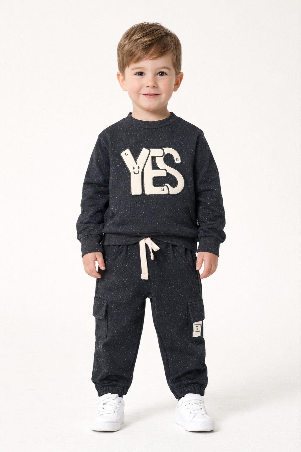 Erkek Çocuk 2-6 Yaş Yes Baskılı Alt Üst İkili Takım