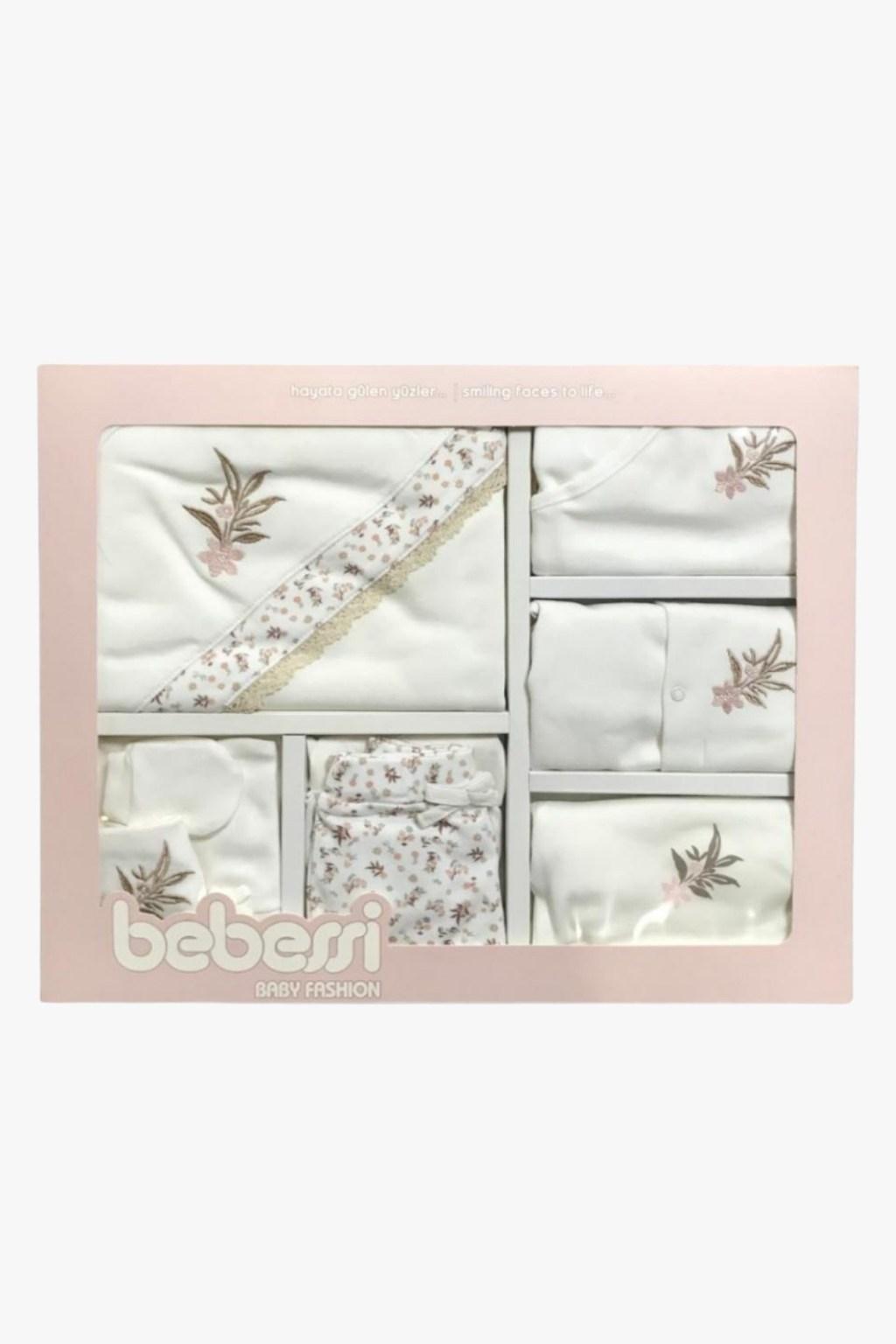 10 Parça Hastane Çıkış Seti – Çiçek Desenli Yenidoğan Set