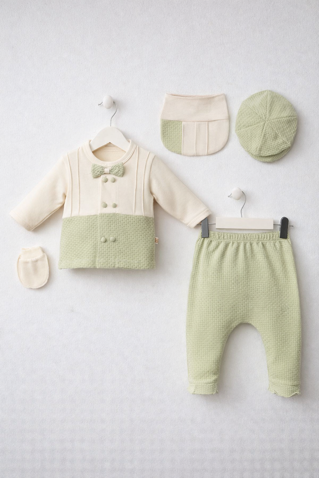 Erkek Bebek Hastane Çıkışı 5’li Set – %100 Pamuk