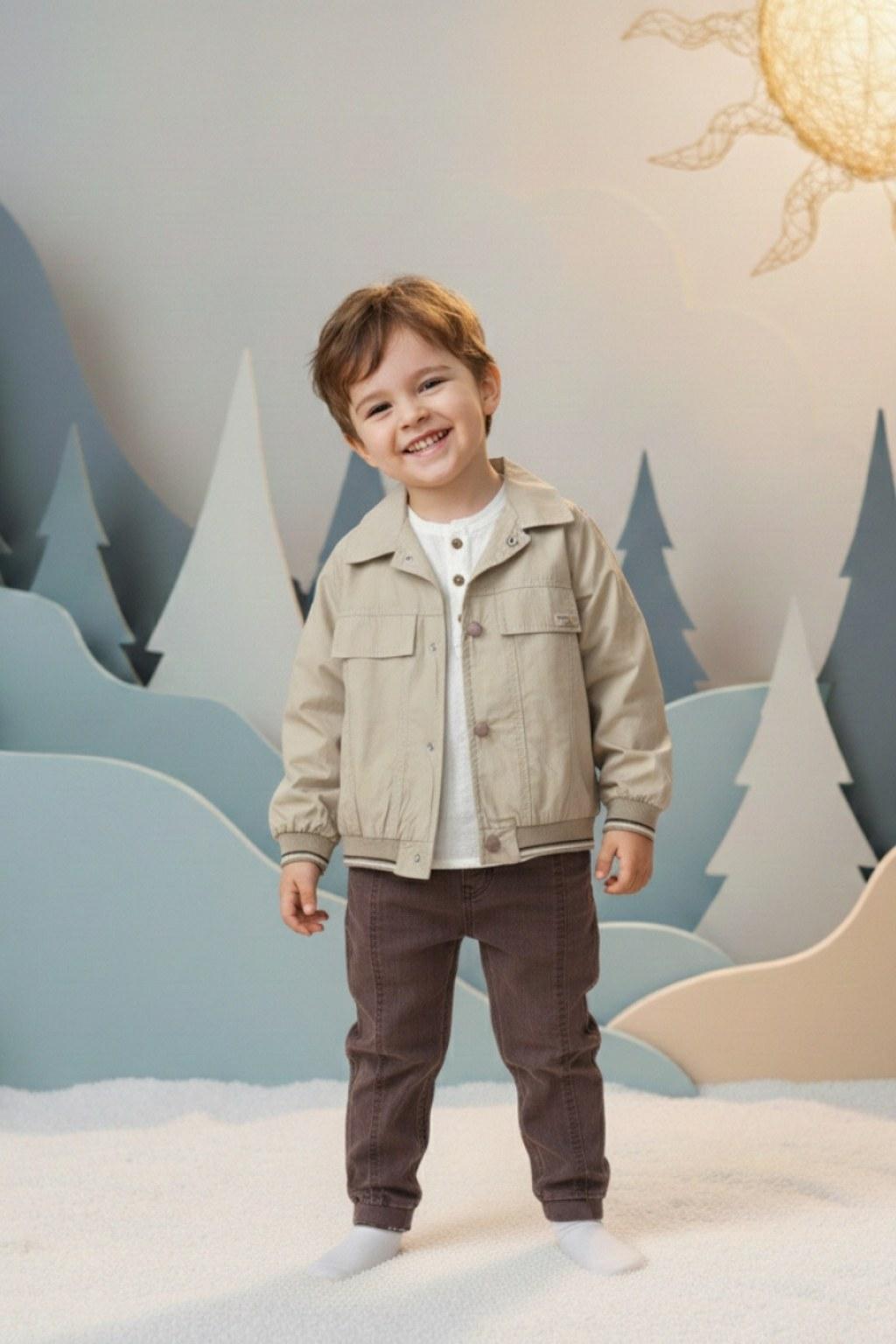 Erkek Çocuk 2-5 Yaş Bej Ceketli Kombin Takım