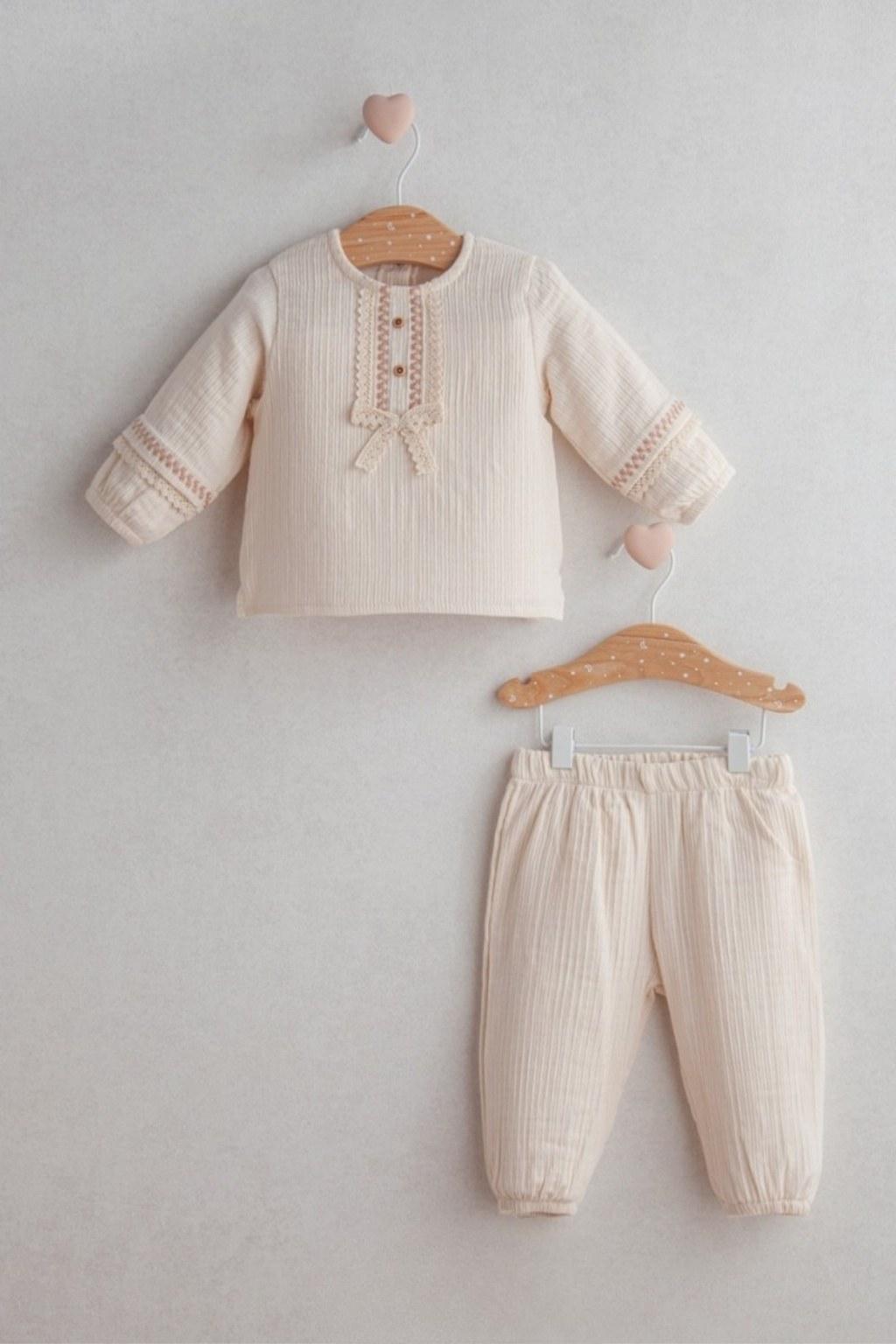 Unisex Bebek 6-36 Ay Krem Fitilli 2’li Takım