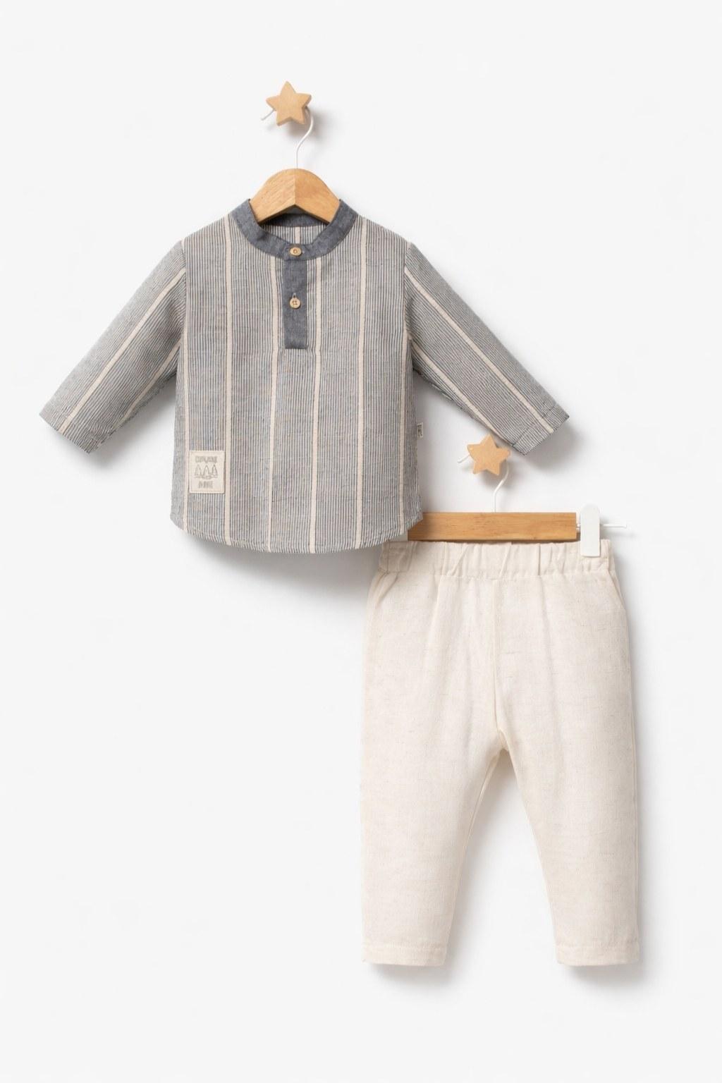 Bebek Erkek Çizgili Hakim Yaka 2’li Takım (6-24 Ay)