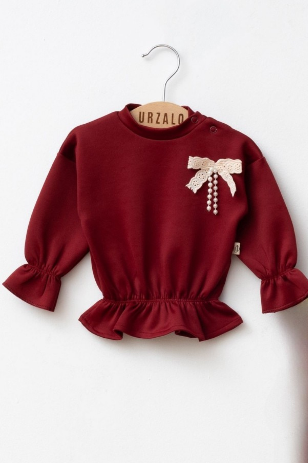 Bordo Fiyonk Detaylı Kız Bebek Takım (3-18 Ay) | Şık ve Rahat 2’li Set