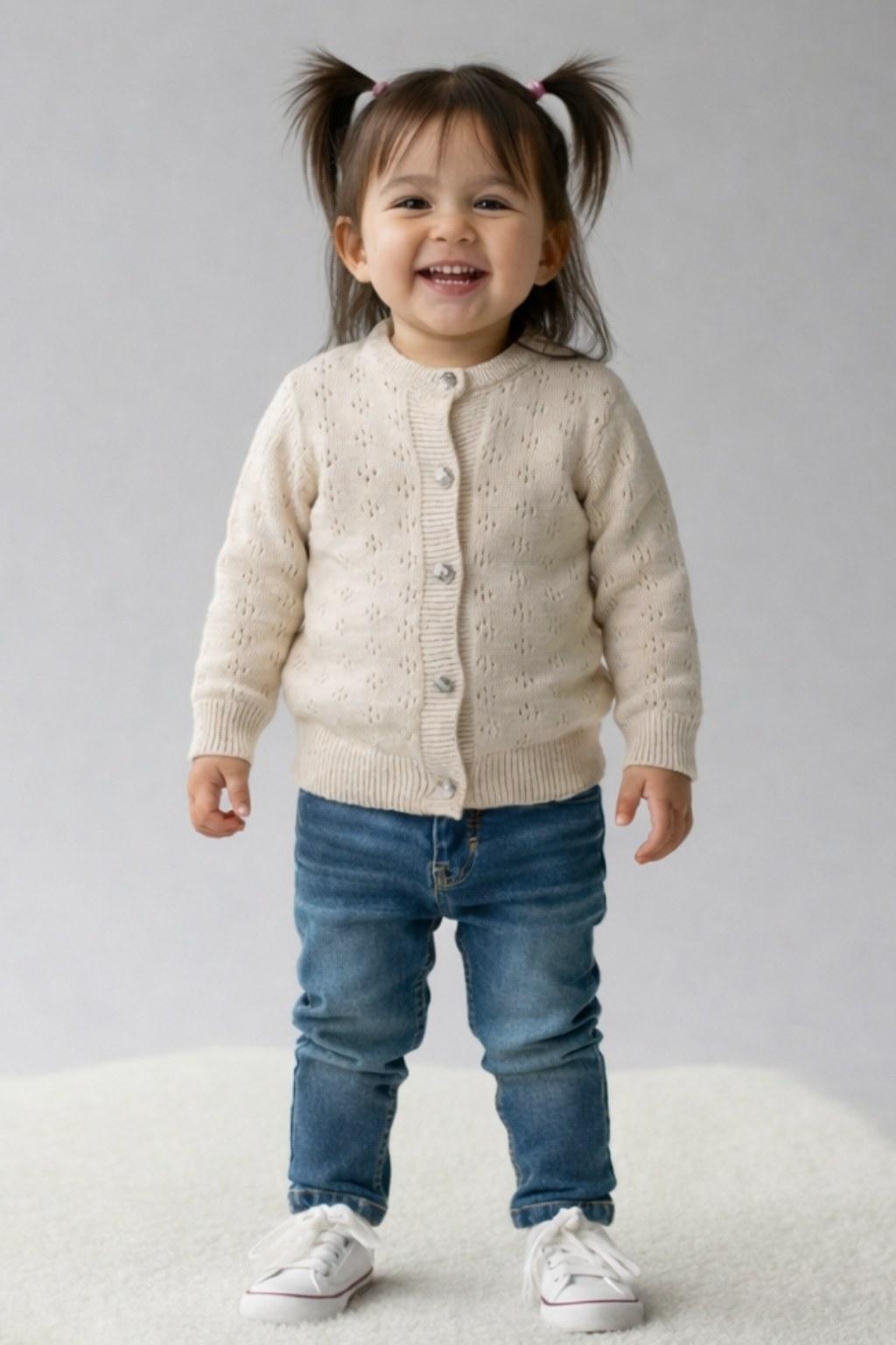 Bebek Triko Ajurlu Düğmeli Hırka | Yumuşacık ve Şık Baharlık