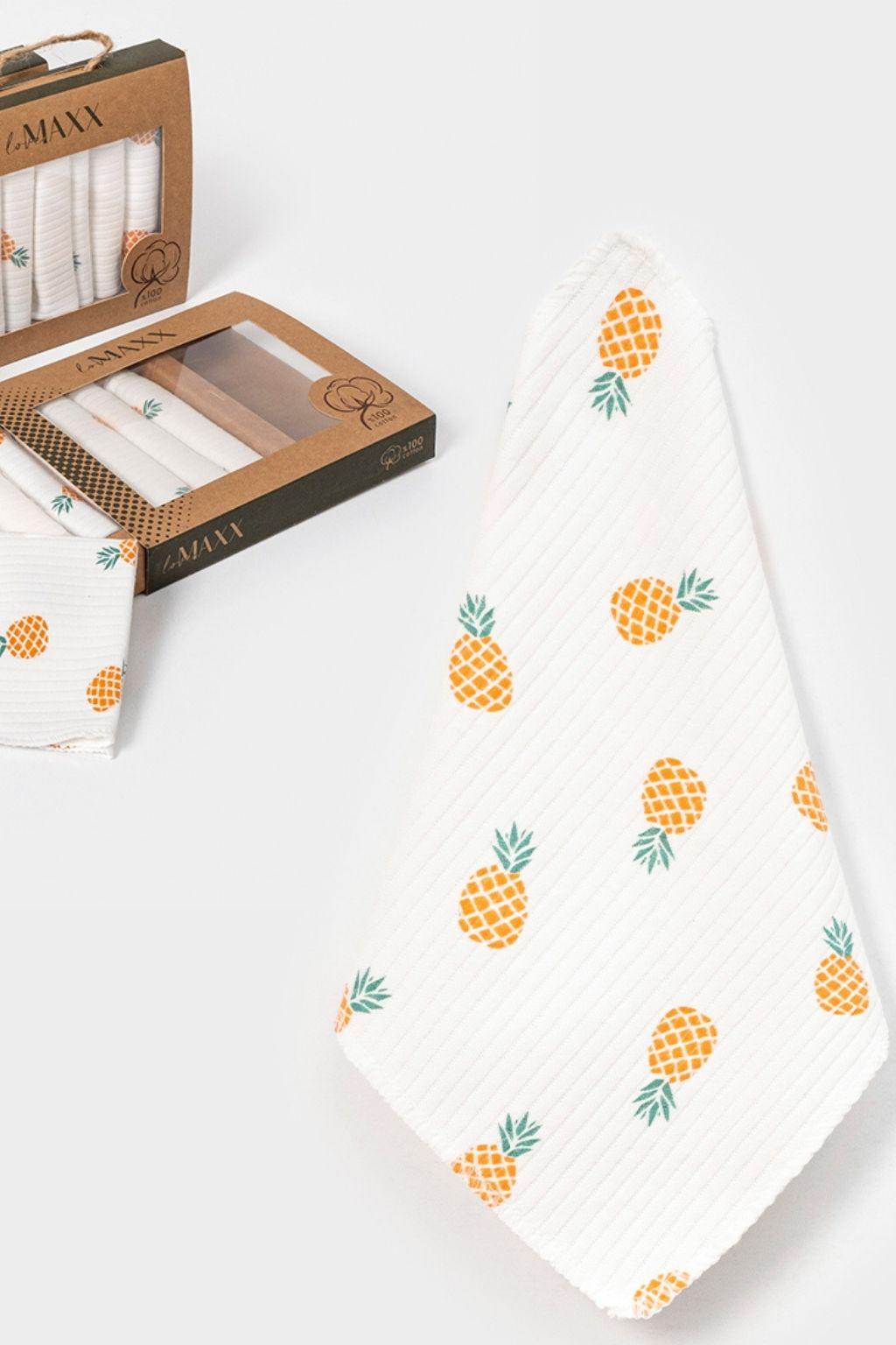 Ananas Desenli 7’li Müslin Ağız Mendili Seti | Pamuklu