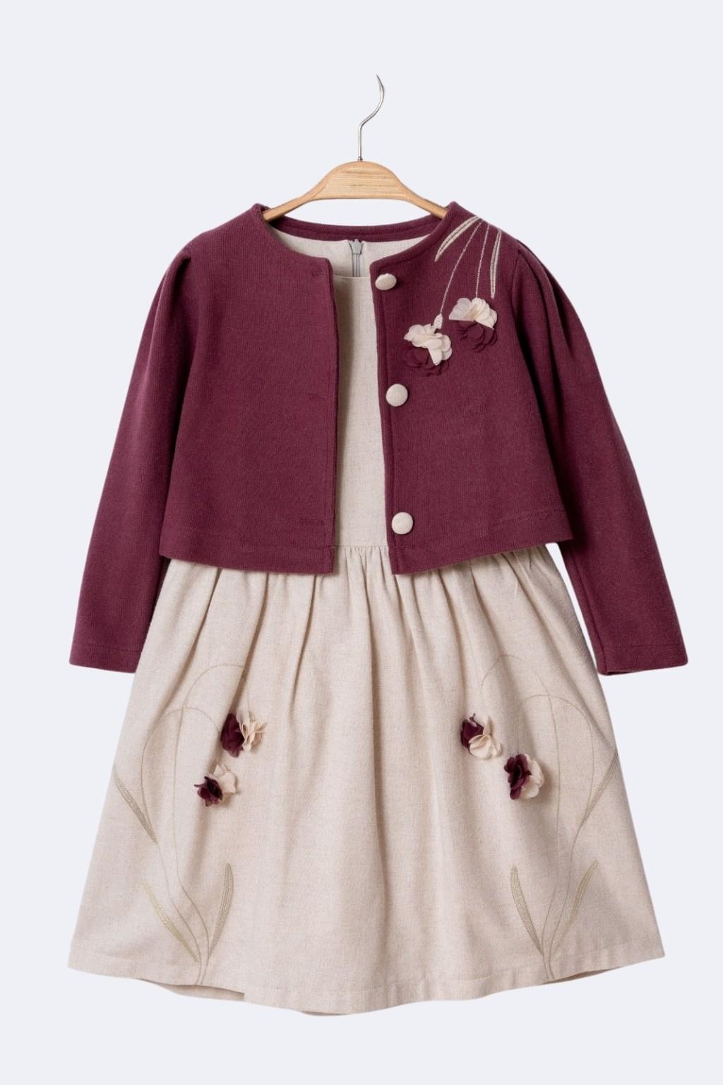 2-5 Yaş Kız Çocuk Hırkalı Mevsimlik Elbise Takım