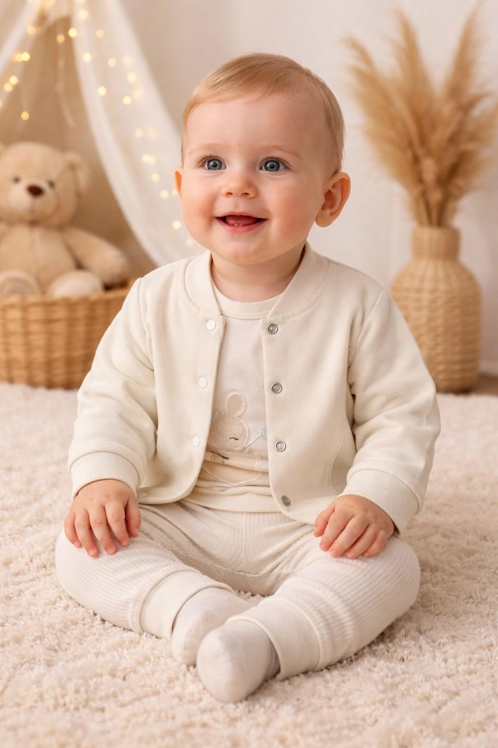 1-9 Ay Kız Bebek 3’lü Takım (Hırka, Body & Pantolon)