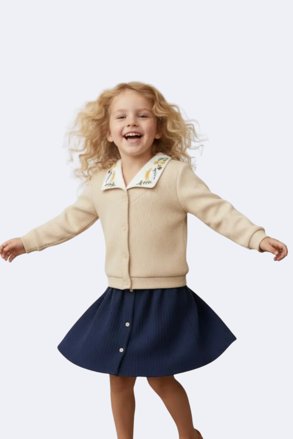 4-10 Yaş Kız Çocuk 3’lü Takım (Hırka, Gömlek & Etek)