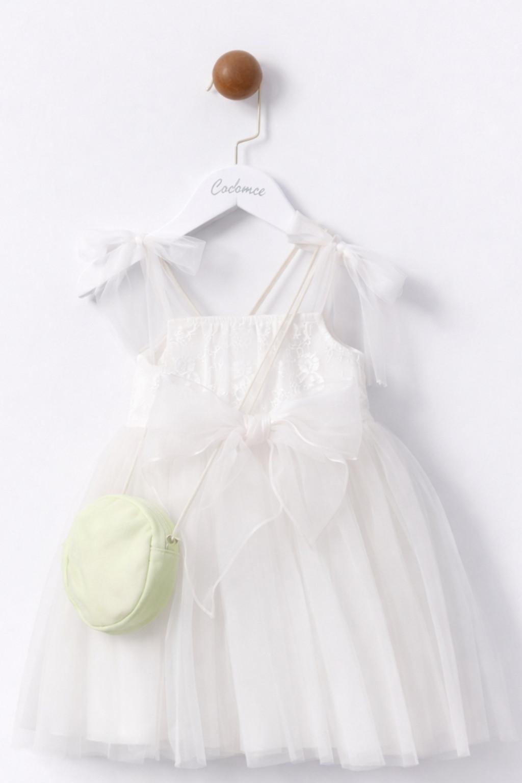 2-5 Yaş Kız Çocuk Tüllü Fiyonklu Elbise