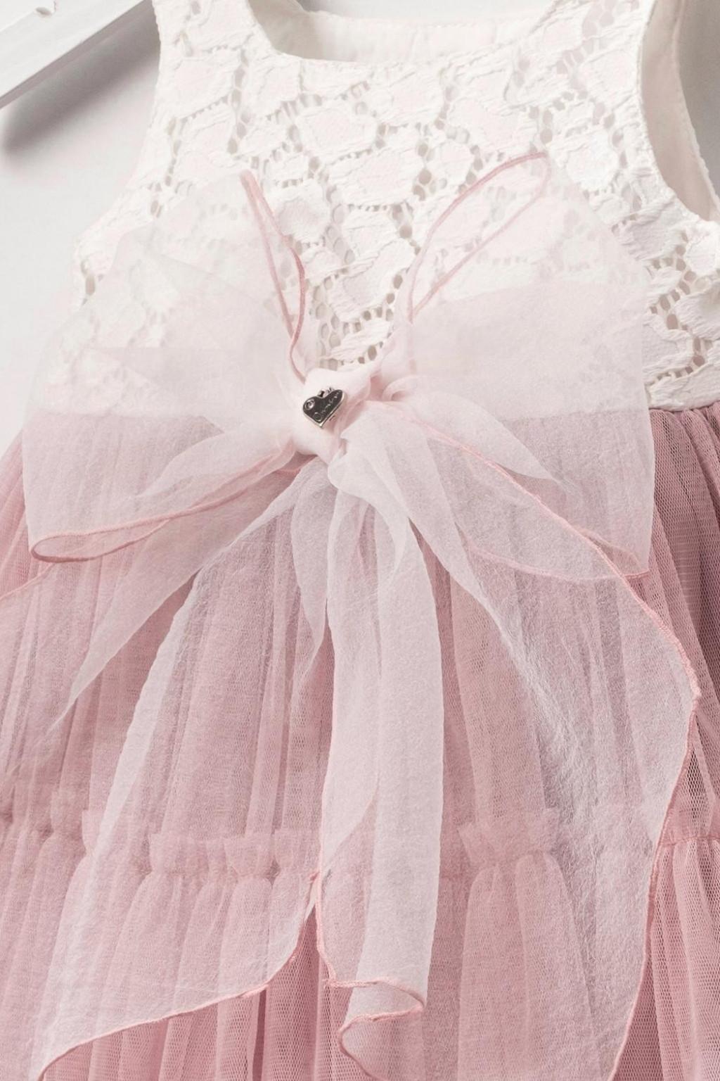 Kız Bebek Dantelli Tüllü Fiyonk Detaylı Elbise (6-24 Ay)