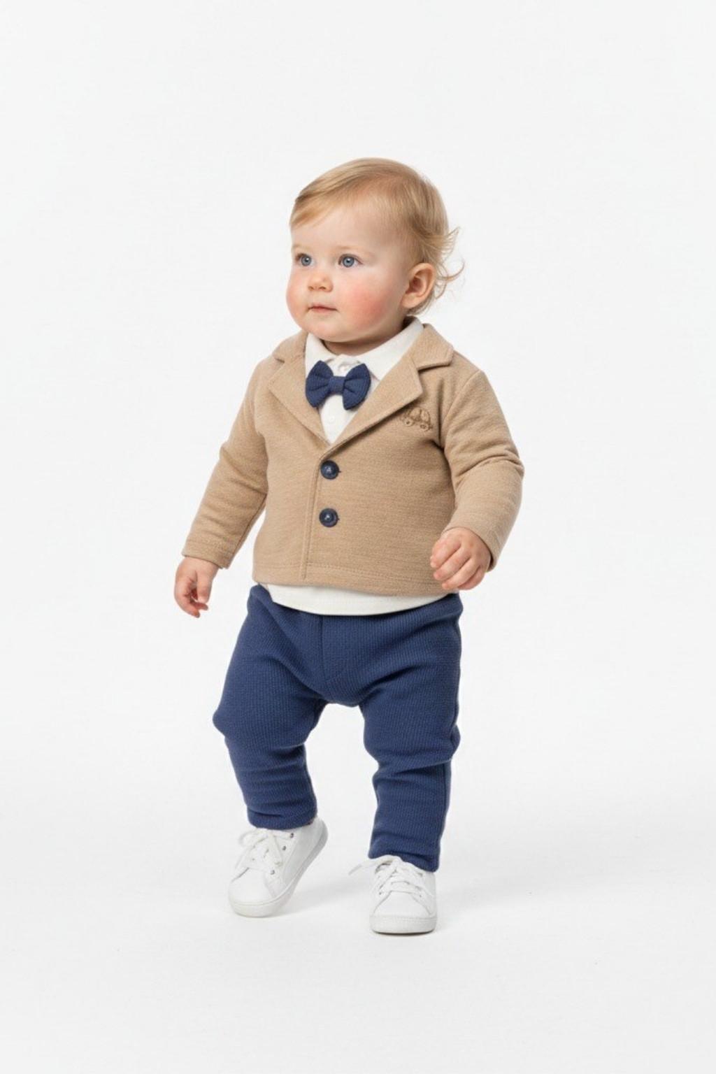 Papyonlu Ceketli Erkek Bebek Takım 3-18 Ay