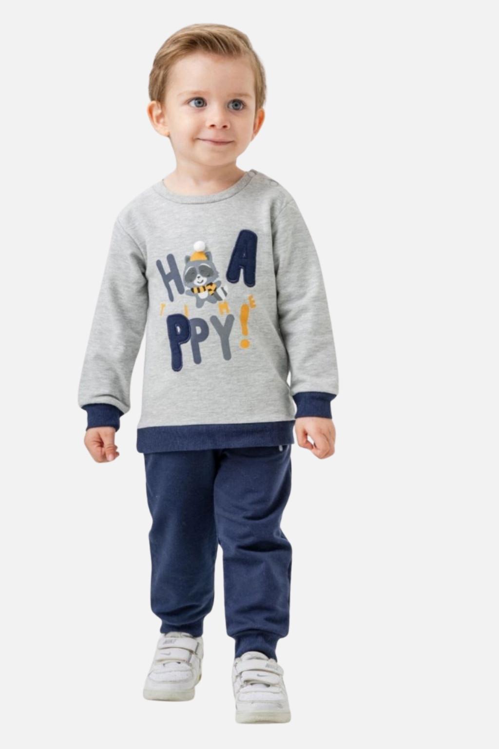 Erkek Bebek Happy Baskılı 2’li Takım 9-24 Ay