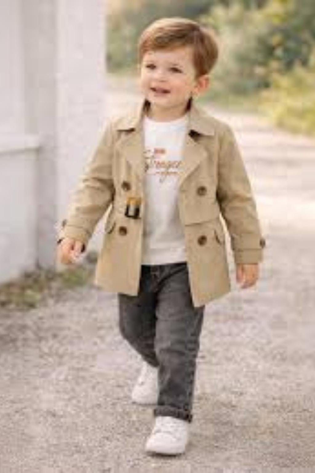 2-6 Yaş Erkek Çocuk Trençkotlu 3’lü Takım