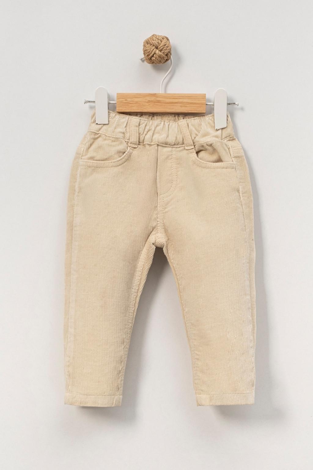 1-4 Yaş Erkek Çocuk Bej Fitilli Kadife Pantolon