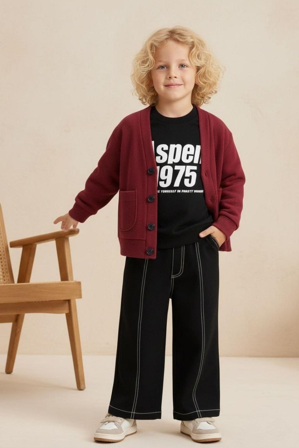 3-12 Yaş Erkek Çocuk Hırkalı Takım (Wide Paça Pantolonlu)