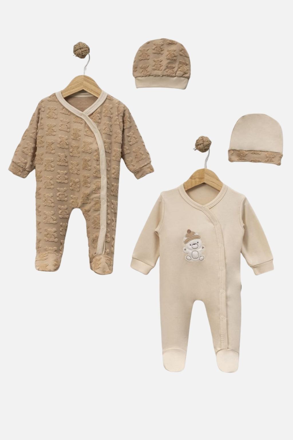 Ayıcıklı 2’li Yenidoğan Tulum Seti (0-3 Ay)