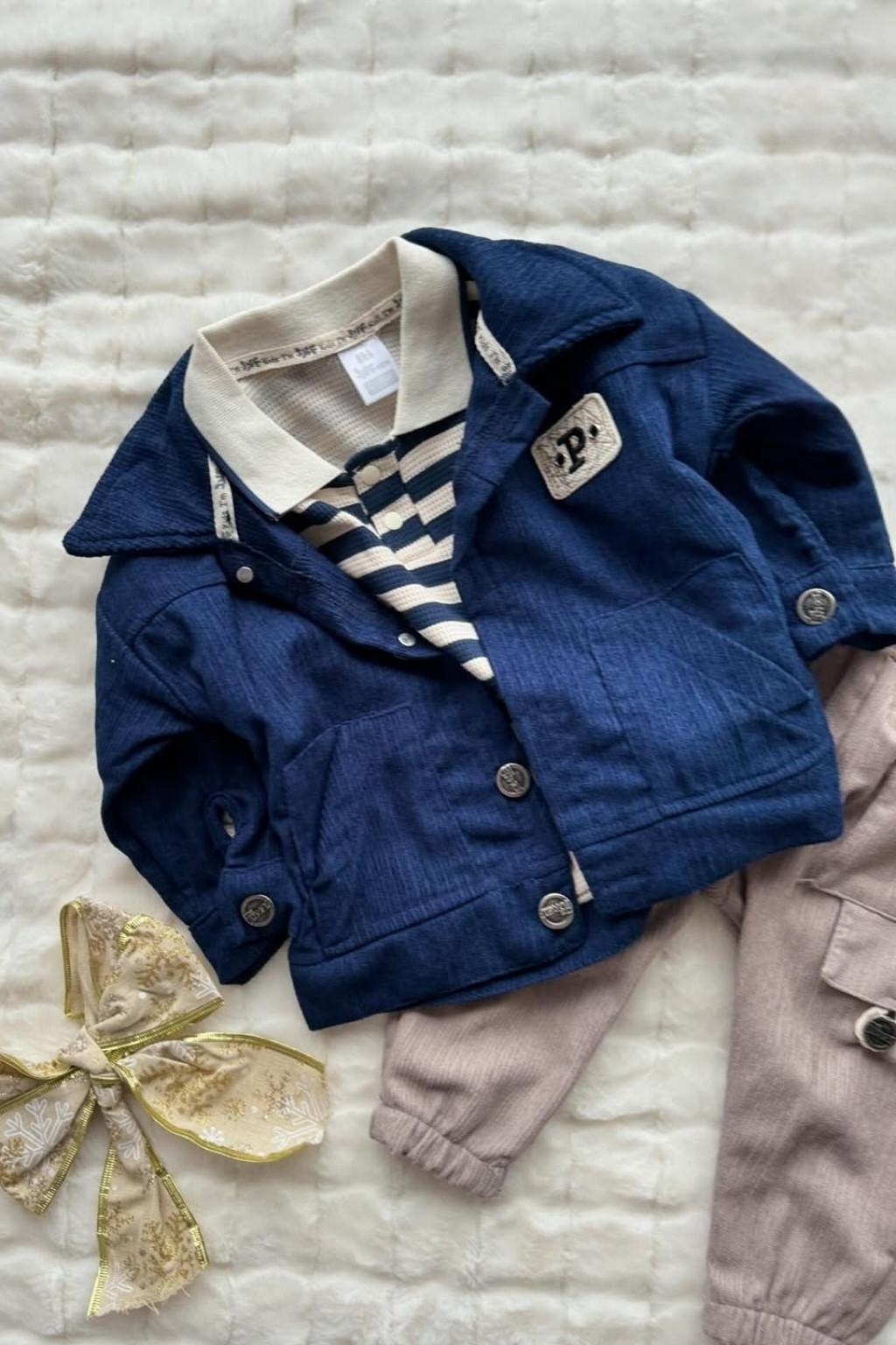 Ceketli 3’lü Erkek Bebek Takım Lacivert (6-24 Ay)