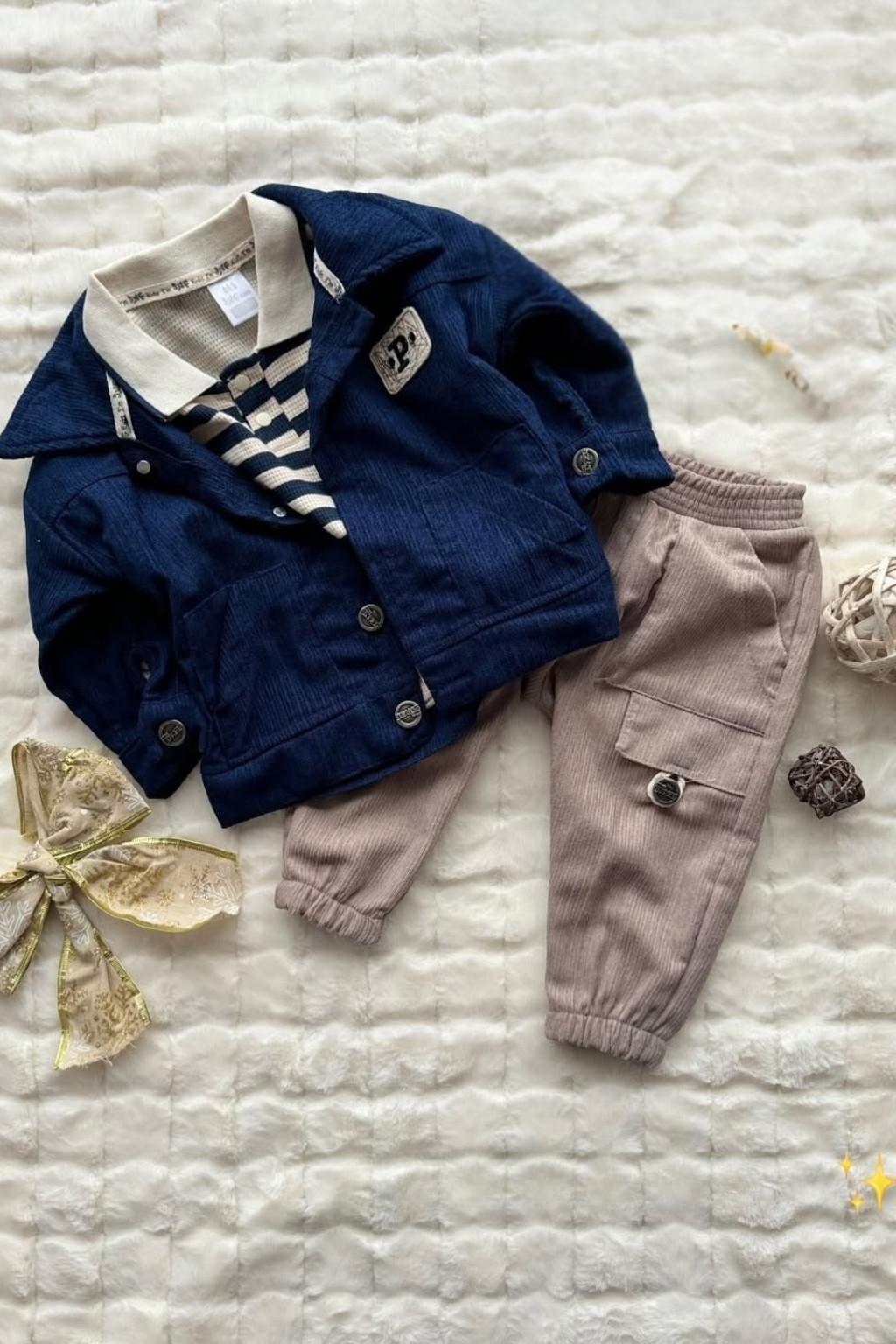 Ceketli 3’lü Erkek Bebek Takım Lacivert (6-24 Ay)