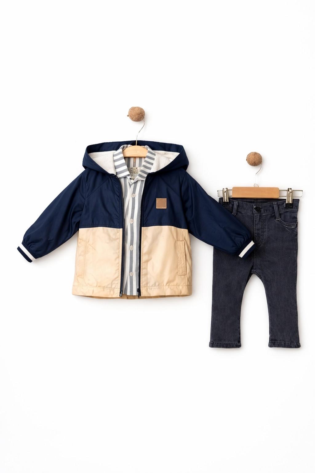 Kapüşonlu Erkek Çocuk 3’lü Takım Lacivert (2-5 Yaş)