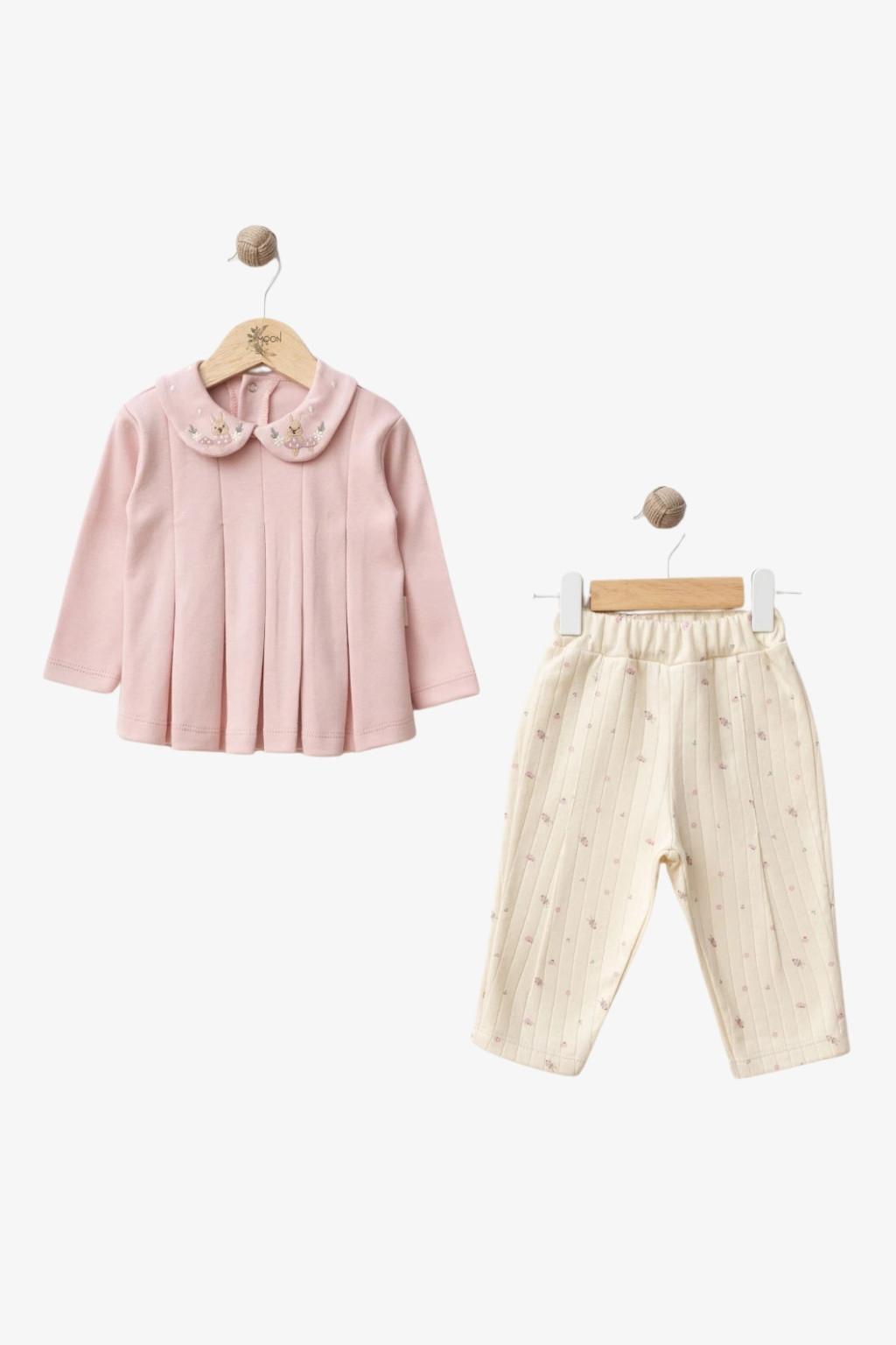 Kız Bebek Nakış Detaylı 2'li Takım (6-24 Ay)