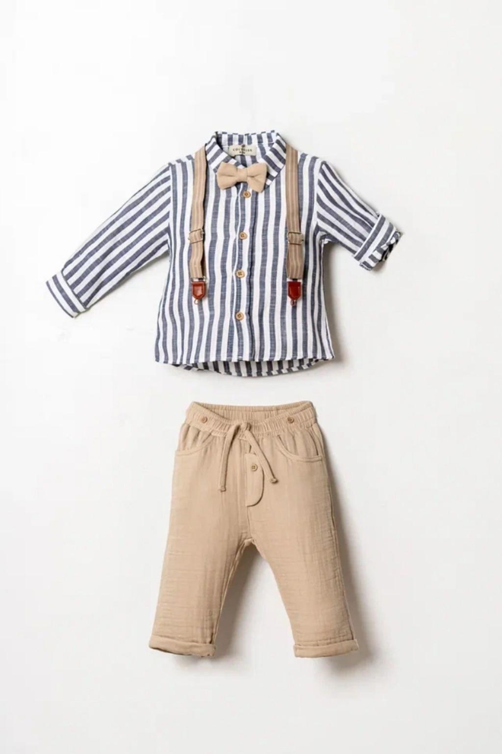 Erkek Bebek Papyonlu Askılı Takım (6-24 Ay)